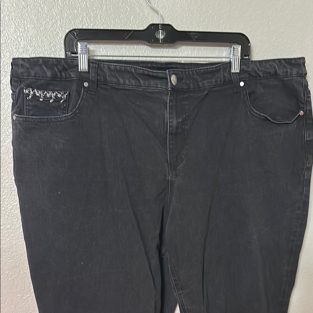 CJ Banks Black Straight Cut Jeans with Soft Denim